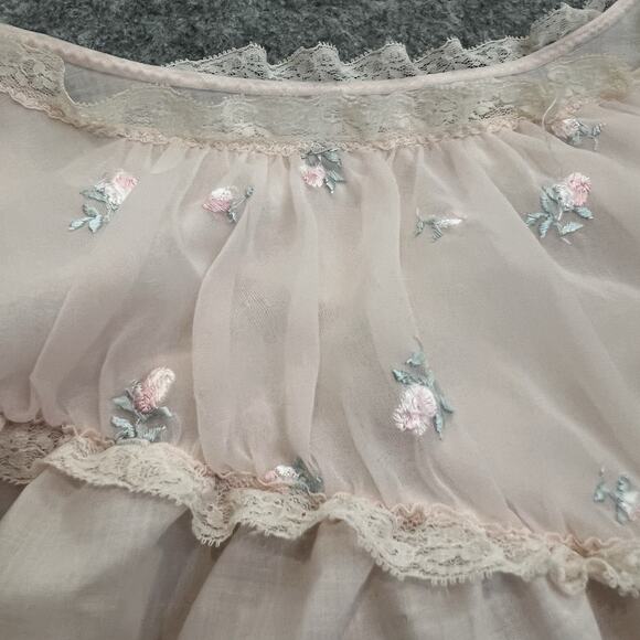 Vintage Sears Perma Prest Cottage Nightgown Embroidered Flowers Size 40-42 READ - Picture 4 of 14